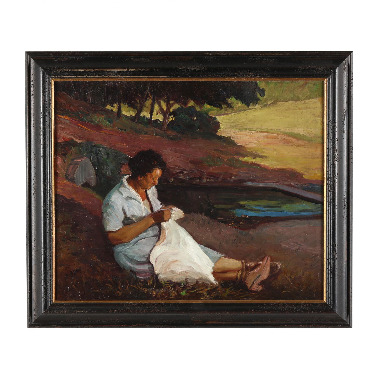 American School (Mid 20th Century), A Woman Sewing (1 of 4)