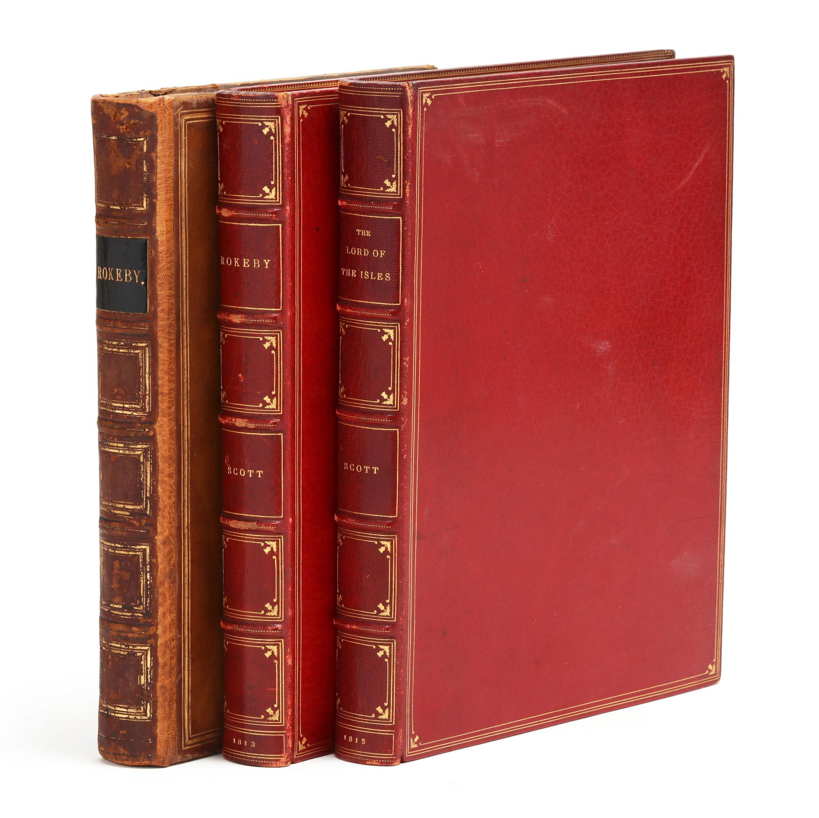Three Finely Bound Sir Walter Scott First Editions, Two with Birdsall Bindings: Three Finely Bound Sir Walter Scott First Editions, Two with Birdsall Bindingsto include: Walter Scott. ROKEBY; A POEM. Edinburgh: Printed for John Ballantyne and Co. Edinburgh; and Longman, Hurst, R