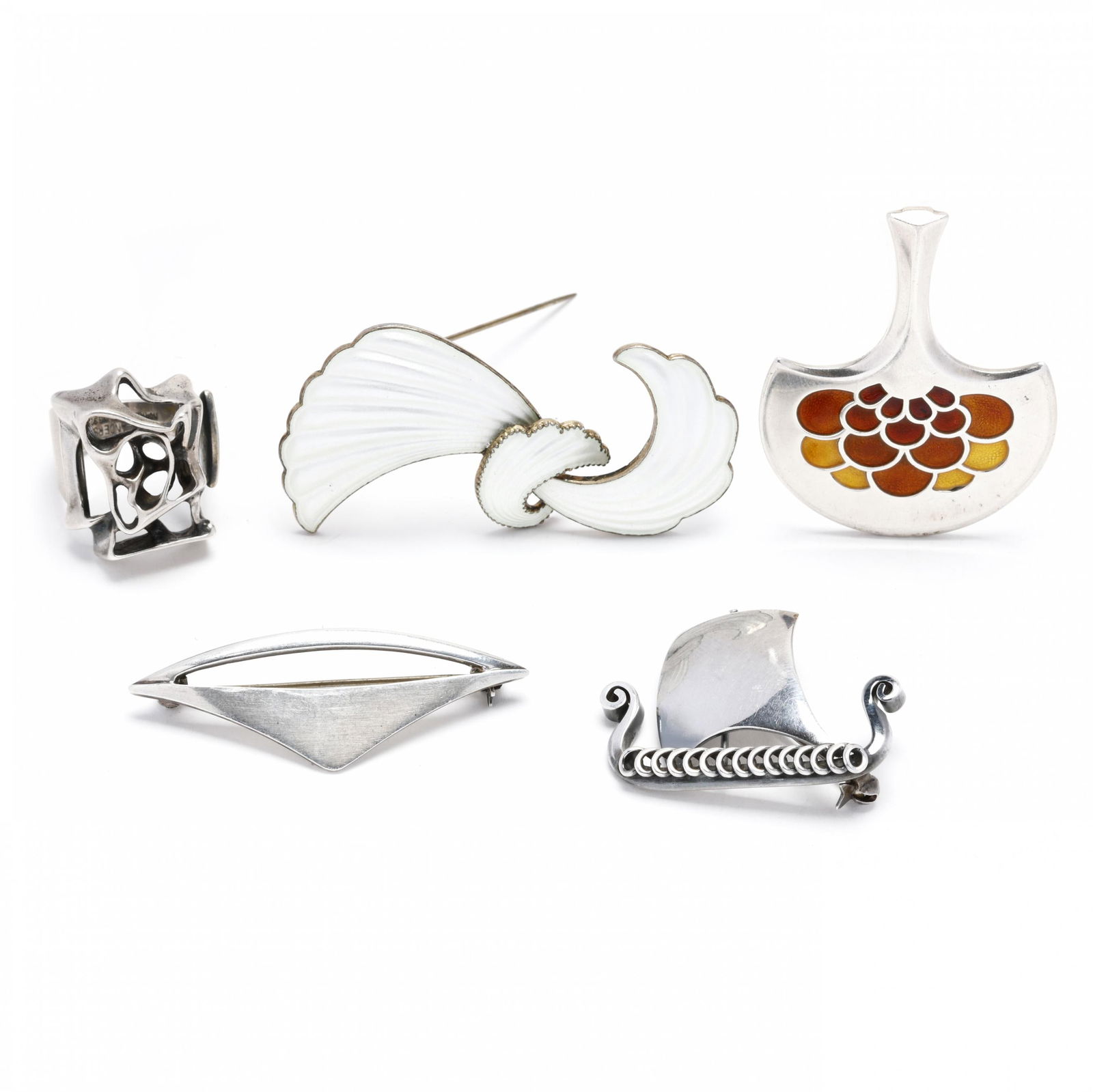 Five Sterling Silver Scandinavian Jewelry Items (1 of 8)