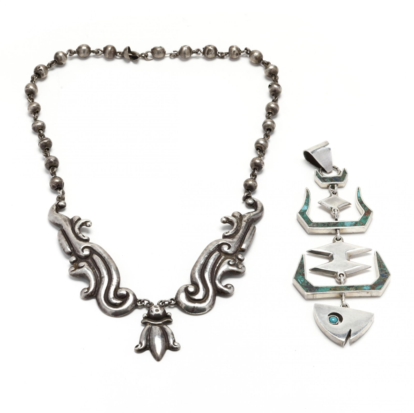 A Silver Necklace by Los Castillo and a Pendant by Cheo, Mexico (1 of 4)