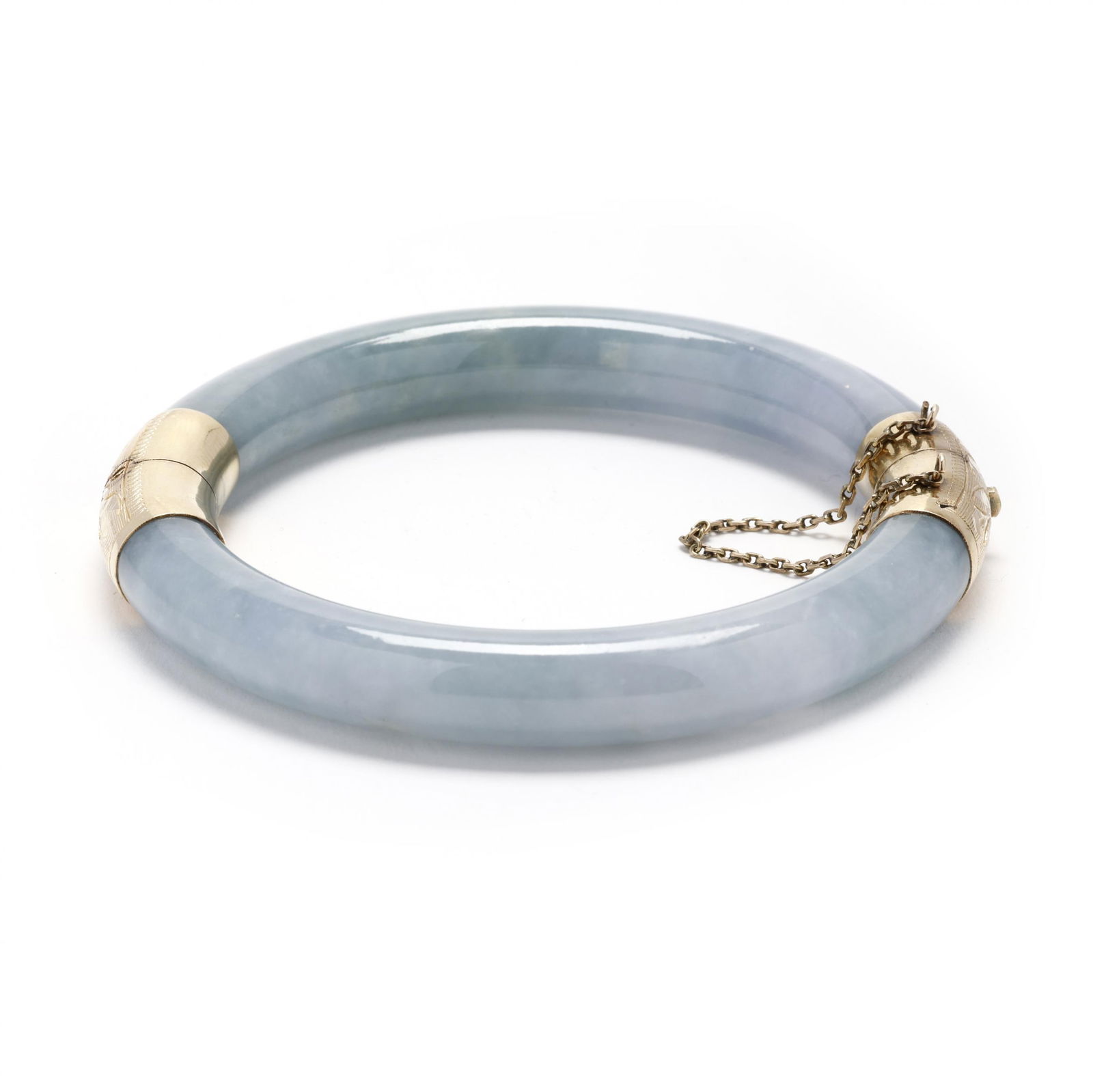 Blue Jade and Gold Bangle Bracelet (1 of 4)