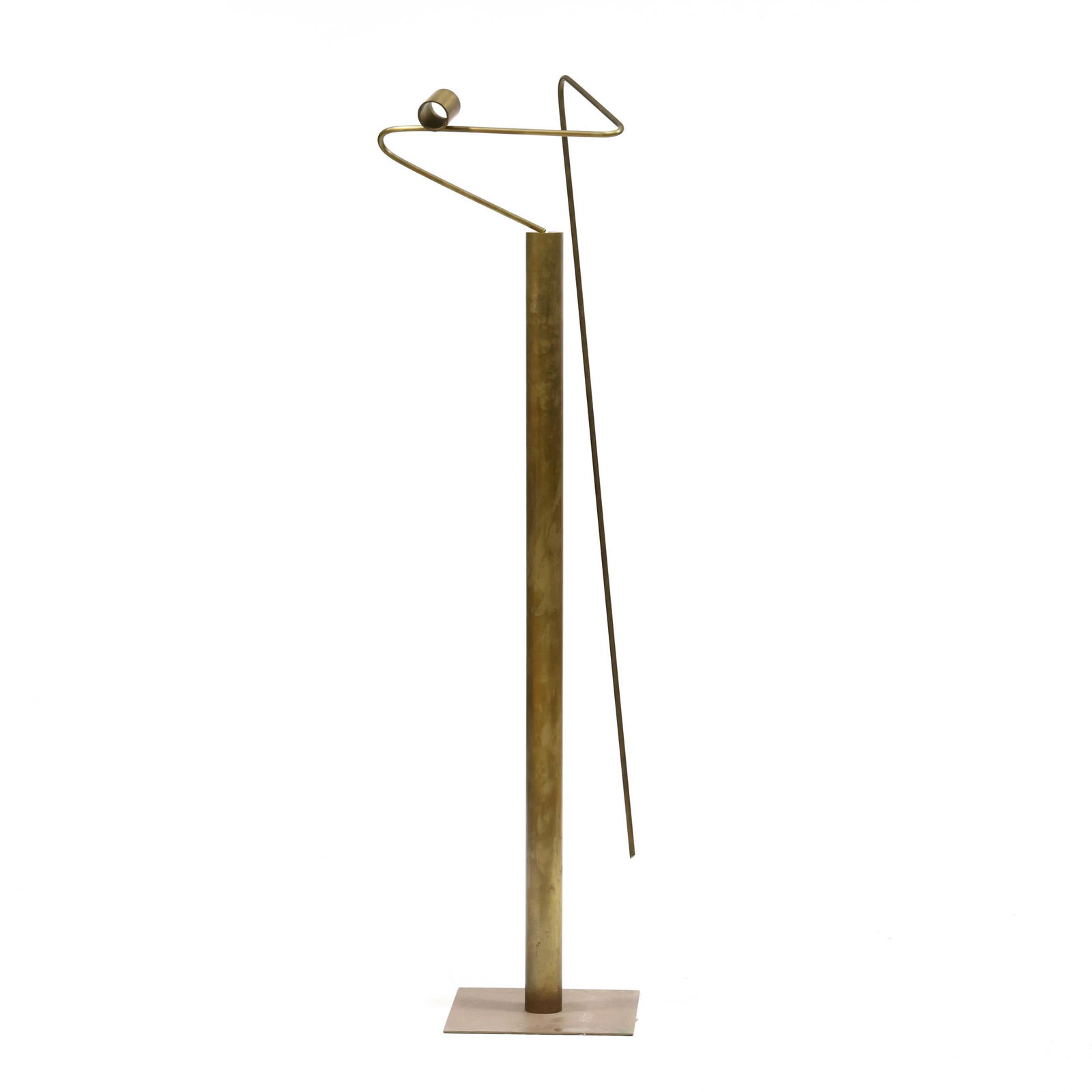 Zahara Schatz (Israeli, 1916-1999), Untitled: Zahara Schatz (Israeli, 1916-1999), Untitledcirca 1970s, two-part kinetic brass sculpture, signed to base. 59 1/2 x 17 x 12 in. Artist, sculptor, and designer, Zohara ("Zahara") Schatz, was born on Ju