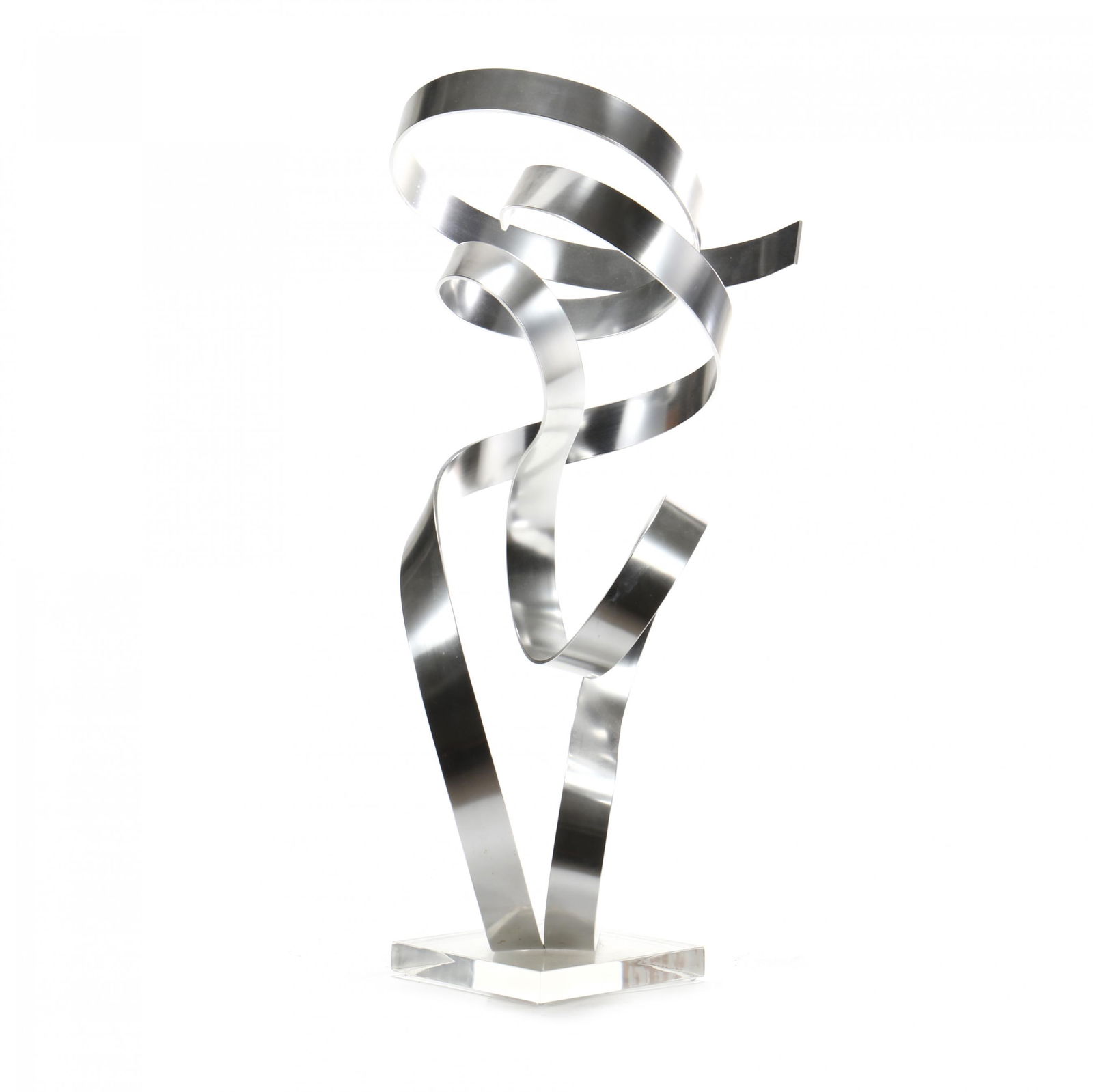 Dan Murphy (NC), Ribbon Sculpture: Dan Murphy (NC), Ribbon Sculpture1985, anodized aluminum, open edition, signed and dated to lower ribbon, mounted atop a clear acrylic stand. 27 in. Additional high-resolution photos are available at