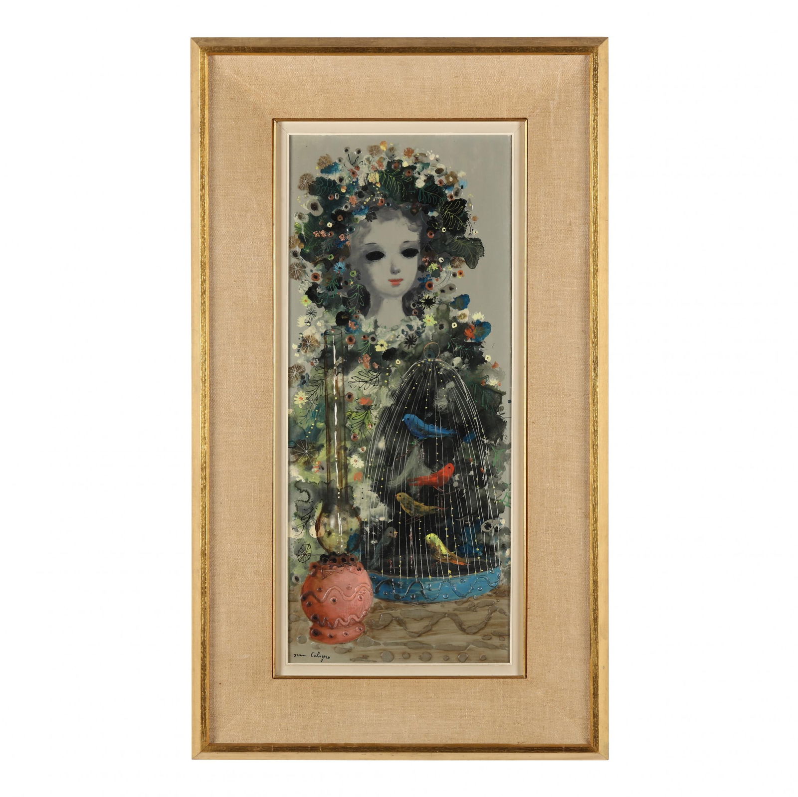 Jean Calogero (Italian, 1922-2001), Girl with a Birdcage (1 of 5)