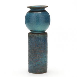 Stig Lindberg (Swedish, 1916-1982), Glazed Stoneware Vase: Stig Lindberg (Swedish, 1916-1982), Glazed Stoneware VaseSweden, for Gustavsberg, circa 1960s, artist signed with impressed Gustavsberg mark to underside. 9 x 3 1/2 x 3 1/2 in.  Additional high-resolu