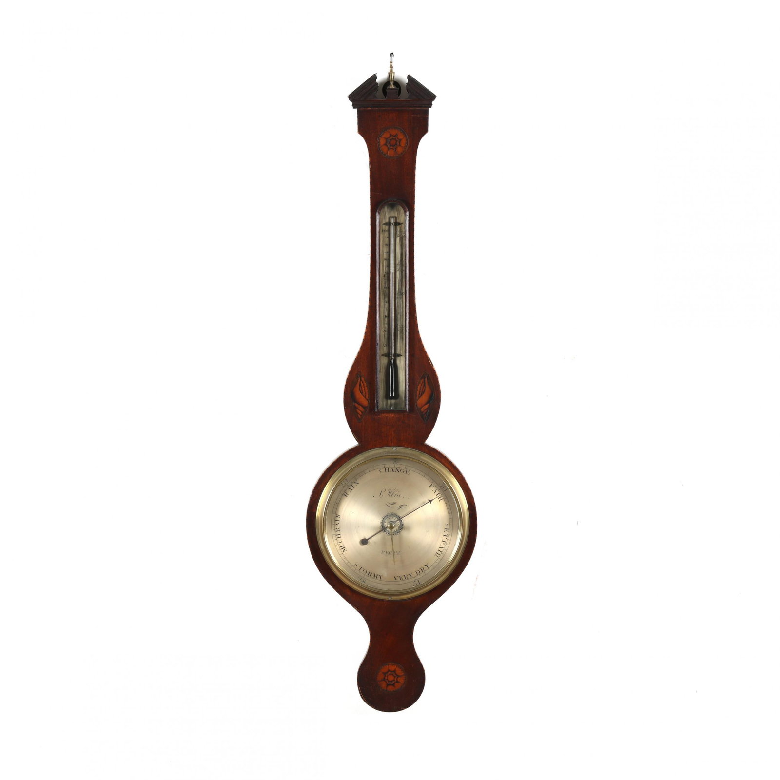 A George III Mahogany Inlaid Wheel Barometer (1 of 10)