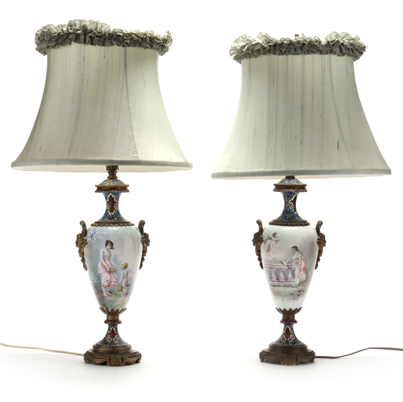 Pair of Sevres Style Porcelain and Ormolu Mounted Table Lamps (1 of 13)
