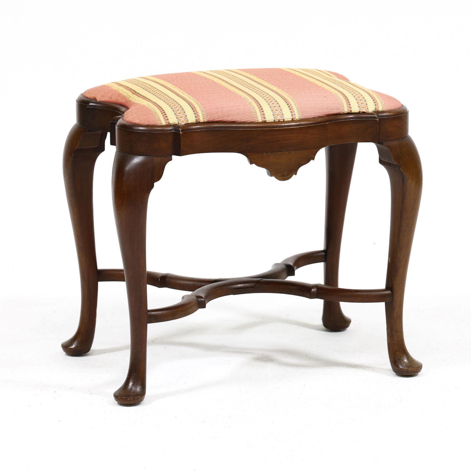 Queen Anne Style Carved Mahogany Stool (1 of 3)