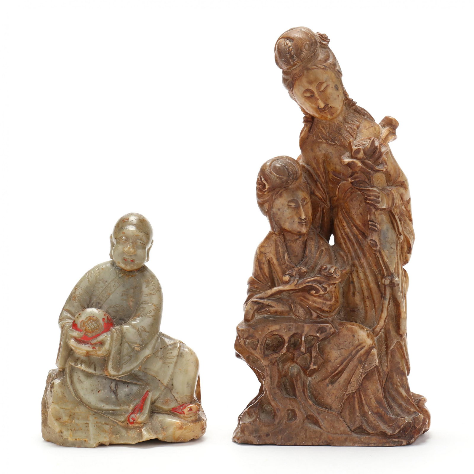 Two Chinese Carved Hardstone Figures (1 of 7)