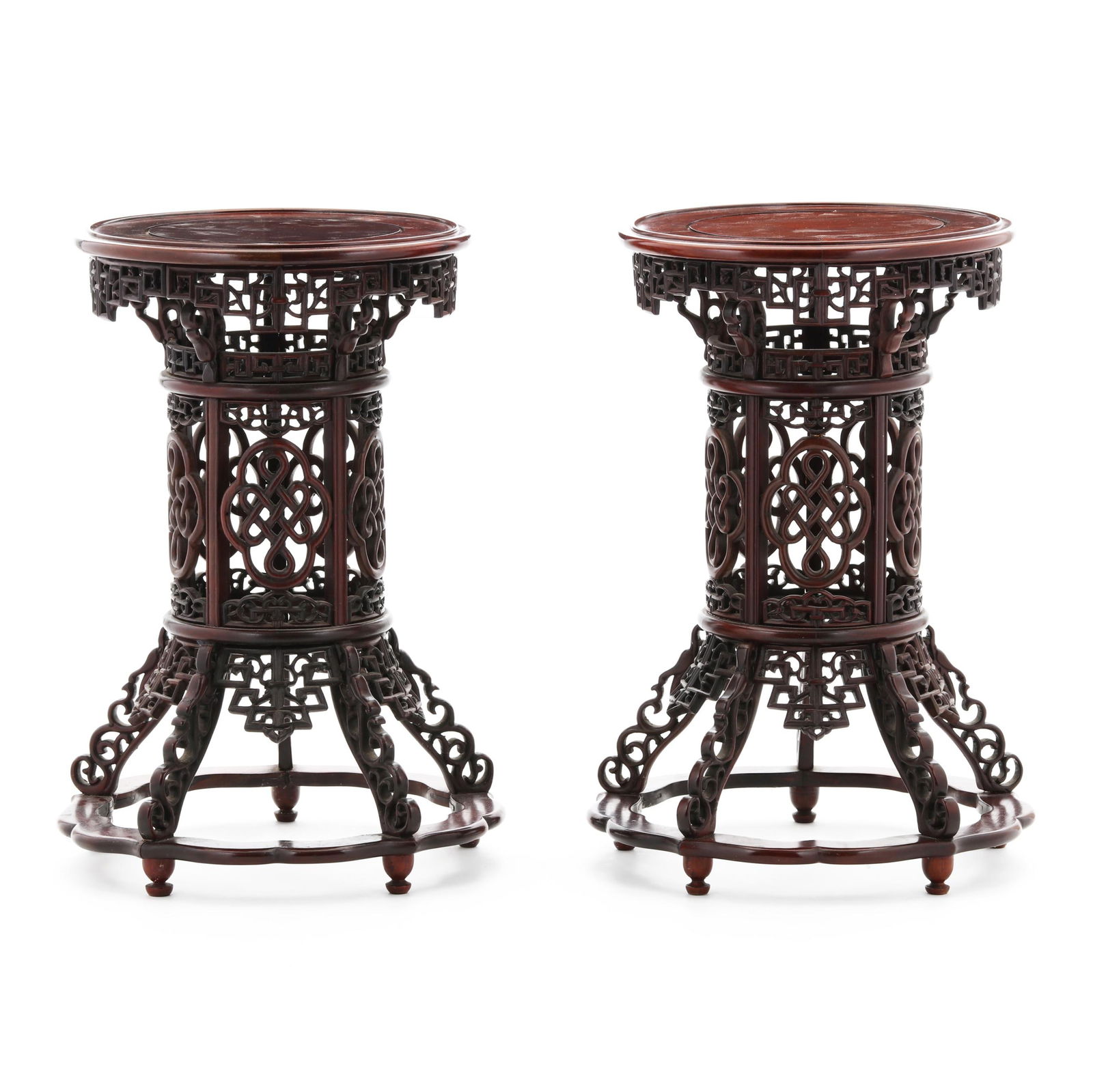 Pair of Chinese Carved And Reticulated Wood Stands (1 of 9)