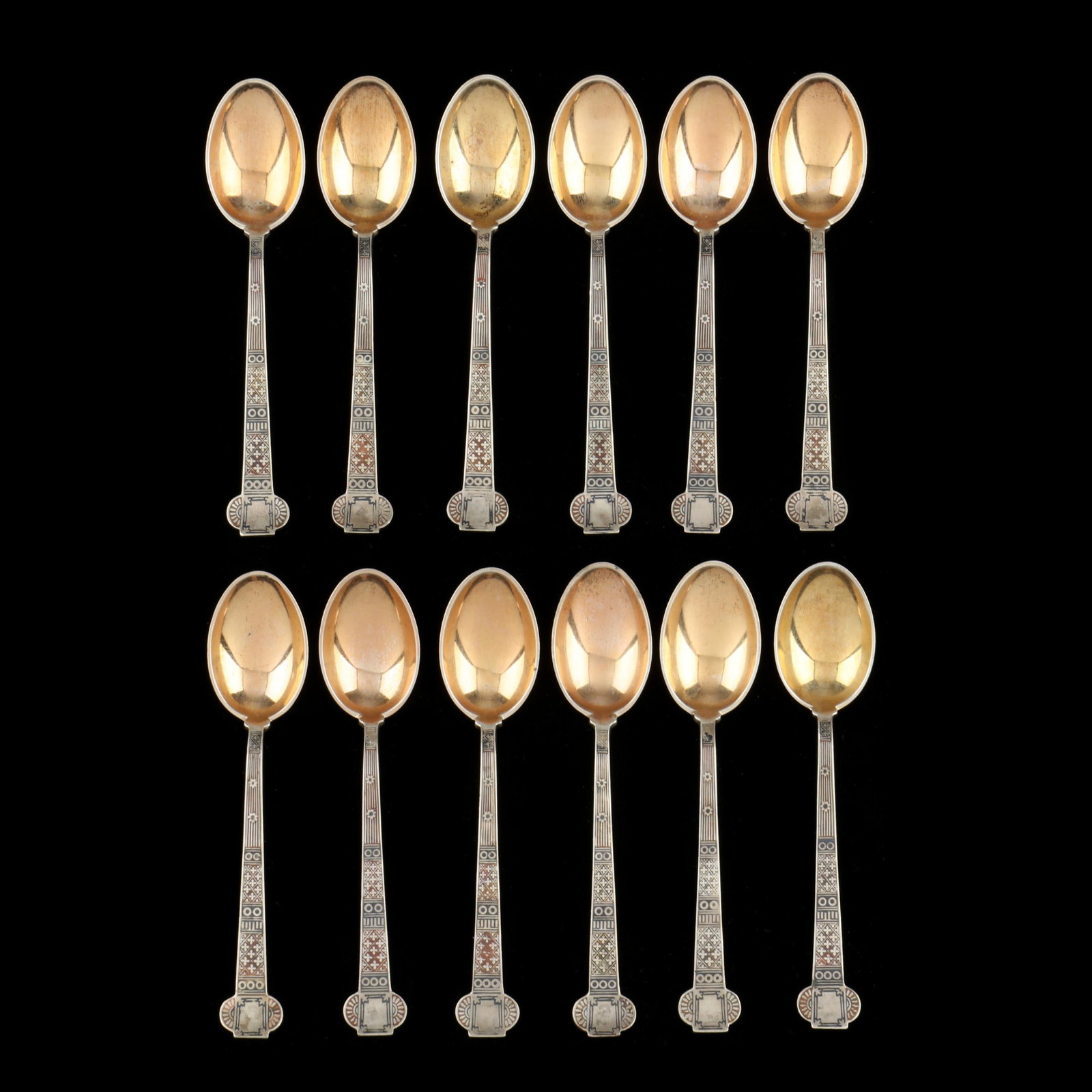 Set of Twelve Tiffany & Co. Sterling Silver Enameled Demitasse Spoons (1 of 3)