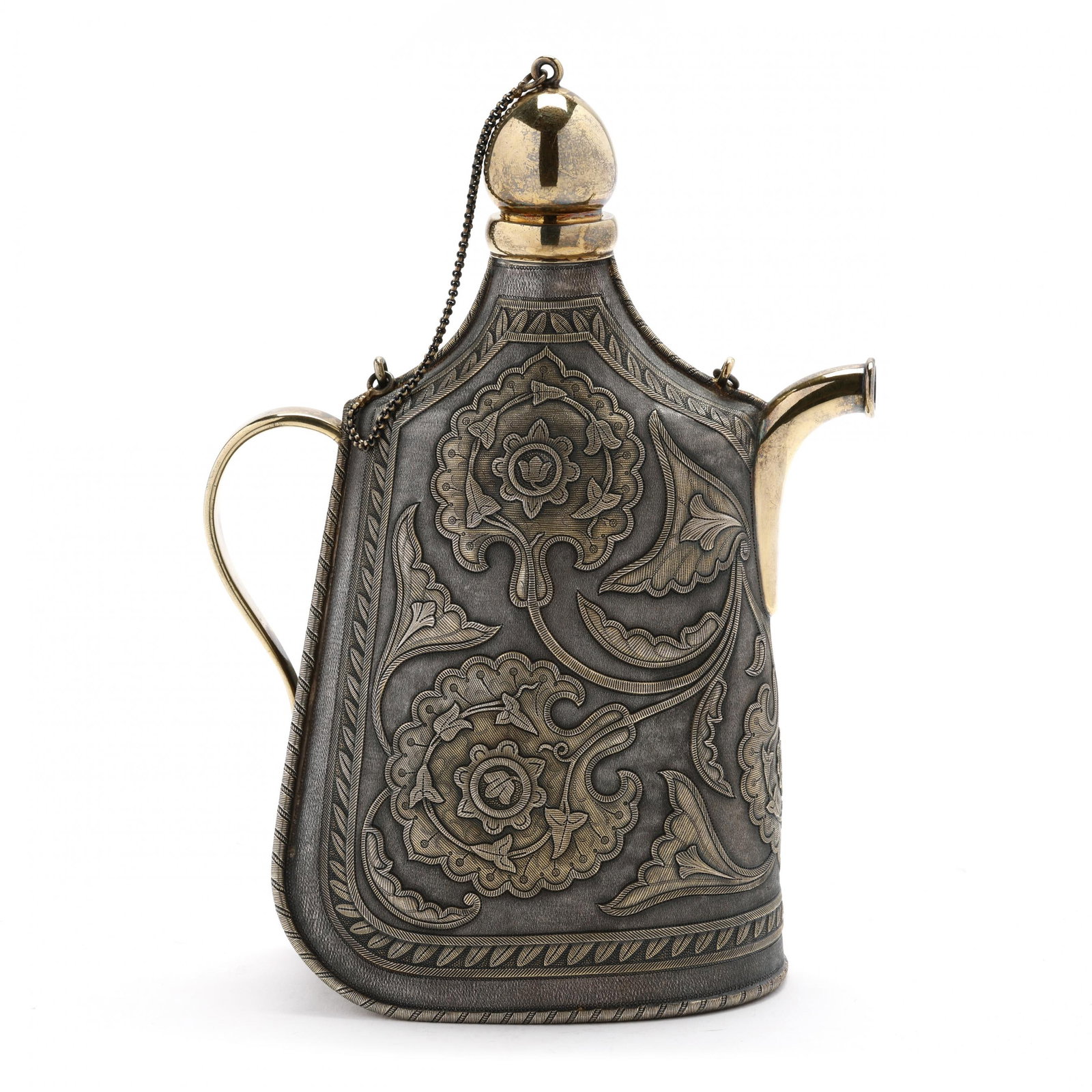 A Russian Silver Trompe l'oeil Pilgrim Flask, Mark of Nemirov-Kolodkin (1 of 9)