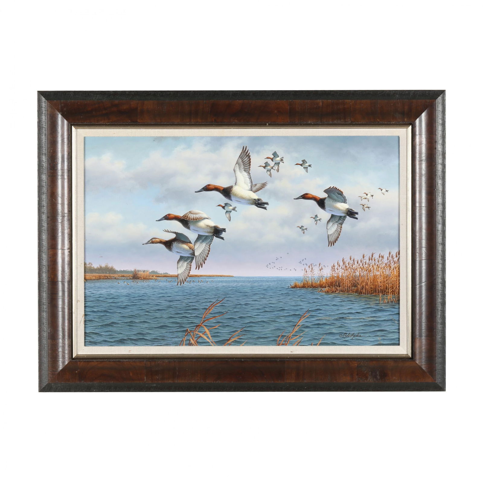 Rob Leslie (American, b. 1947), Curious Cans: Rob Leslie (American, b. 1947), Curious Cansoil on masonite, signed at lower right, inscribed en verso, presented in a veneered wood frame. Panel 17 1/2 x 26 1/8 in.; Frame dimensions 24 1/2 x 33 in.