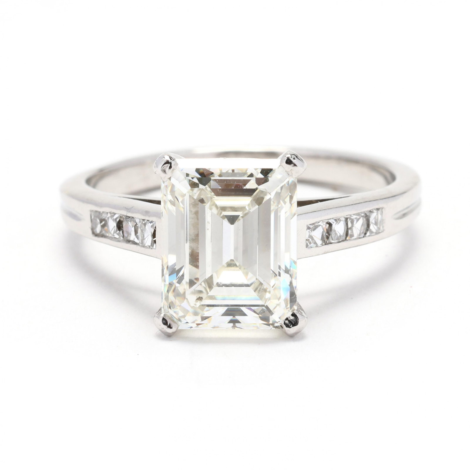 Platinum and 3.13 Carat Emerald Cut Diamond Ring (1 of 6)