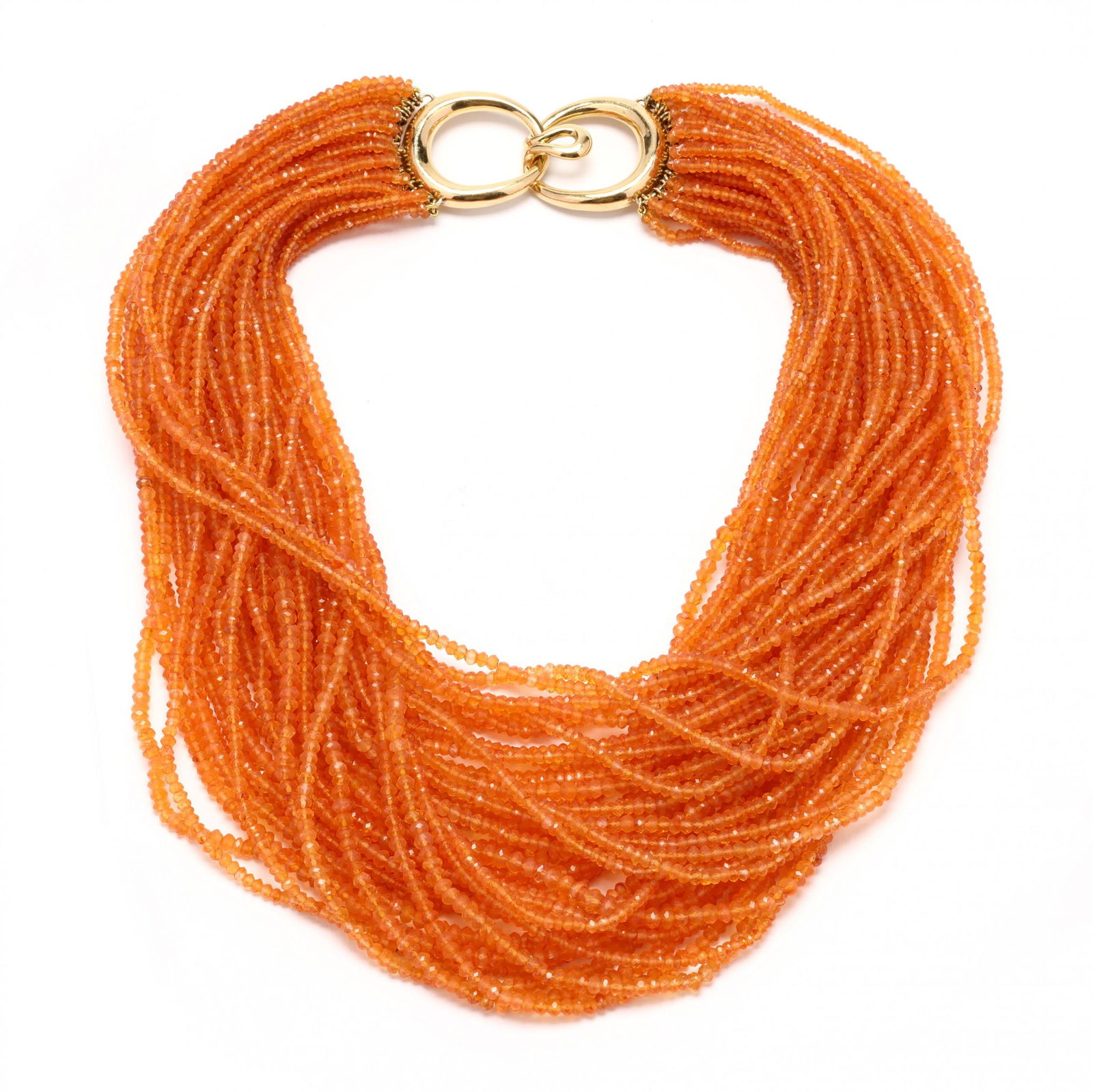 Gold and Faceted Orange Garnet Torsade Necklace, Andrew Clunn (1 of 4)
