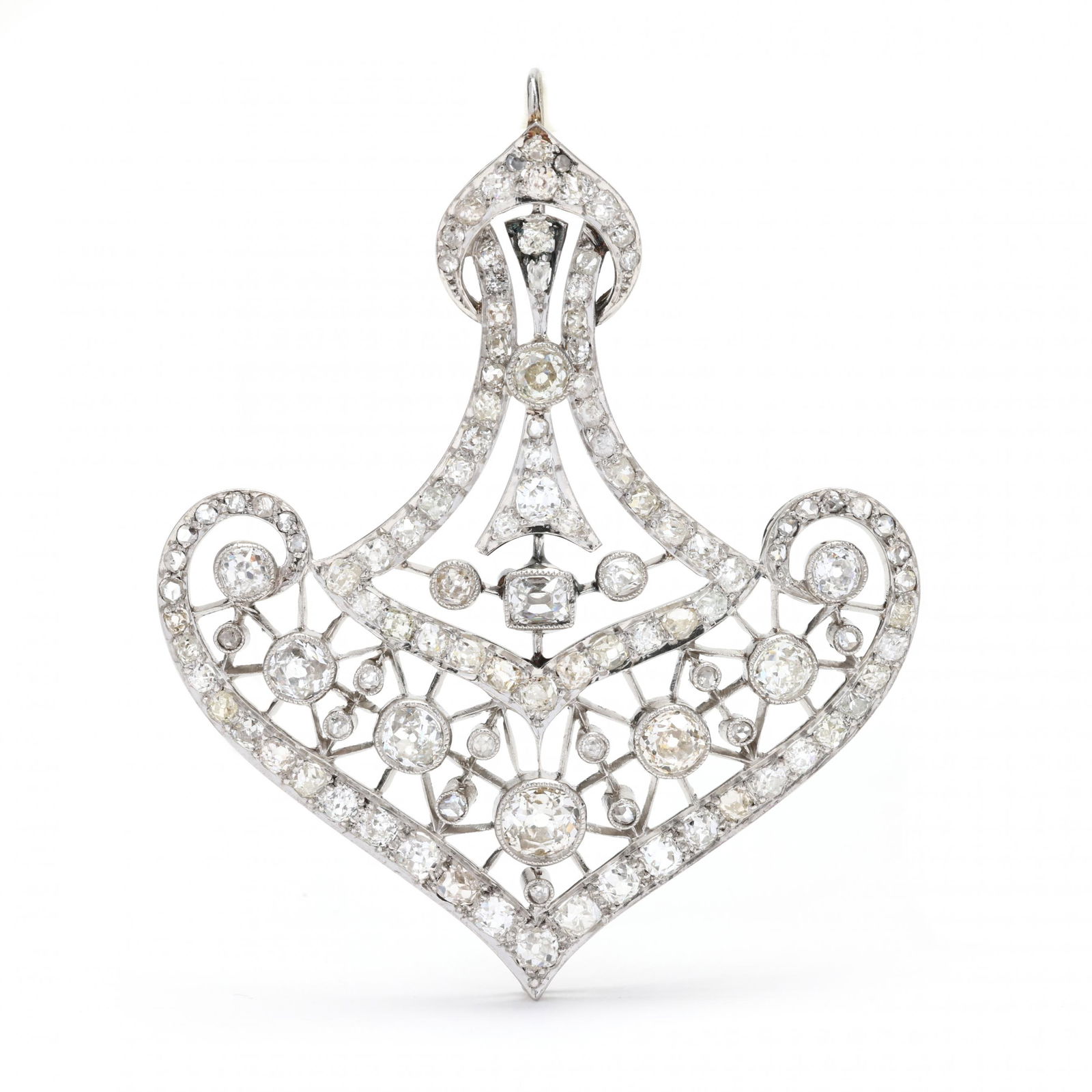 Antique Platinum Convertible Diamond Brooch / Pendant (1 of 3)