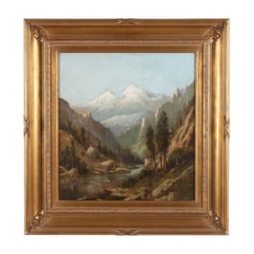 William Keith (American, 1838-1911), Landscape with Snow Covered Mountains