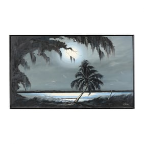 James Gibson (American, 1938-2017), Coastal Landscape Under Moonlight