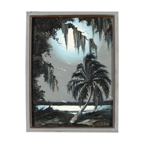 James Gibson (American, 1938-2017), Moonlit Palm Under Spanish Moss