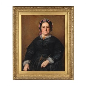 William Percy (English, 1820-1903), Portrait of a Victorian Woman with a Floral Bonnet