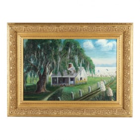 William Posey Silva (American, 1859-1948), Southern Cabin and Cotton Field