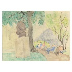 Raphael Soyer (American, 1899-1987),  Park in Paris, Study