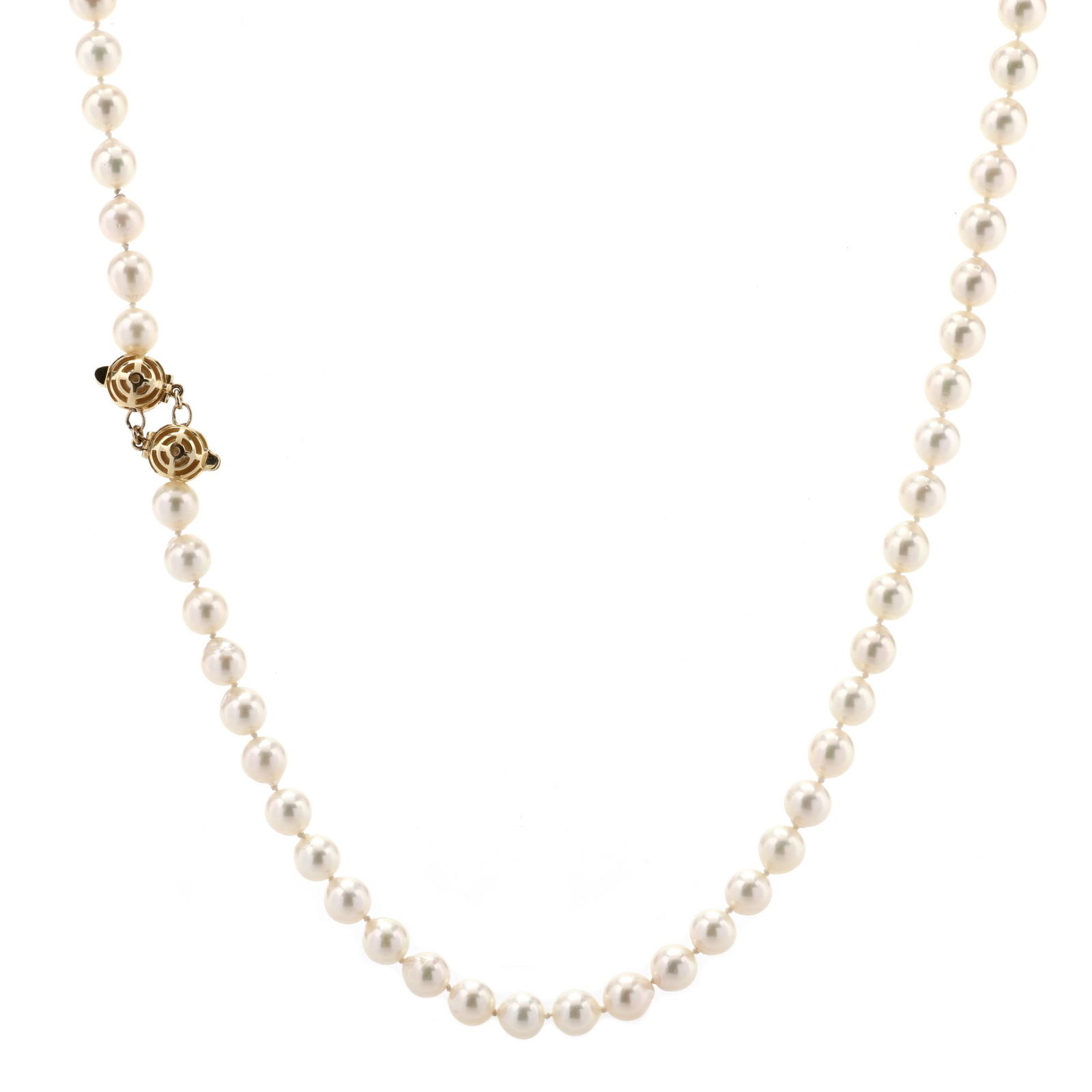 Single Strand Pearl Necklace with Gold Adjustable Clasp (1 of 6)