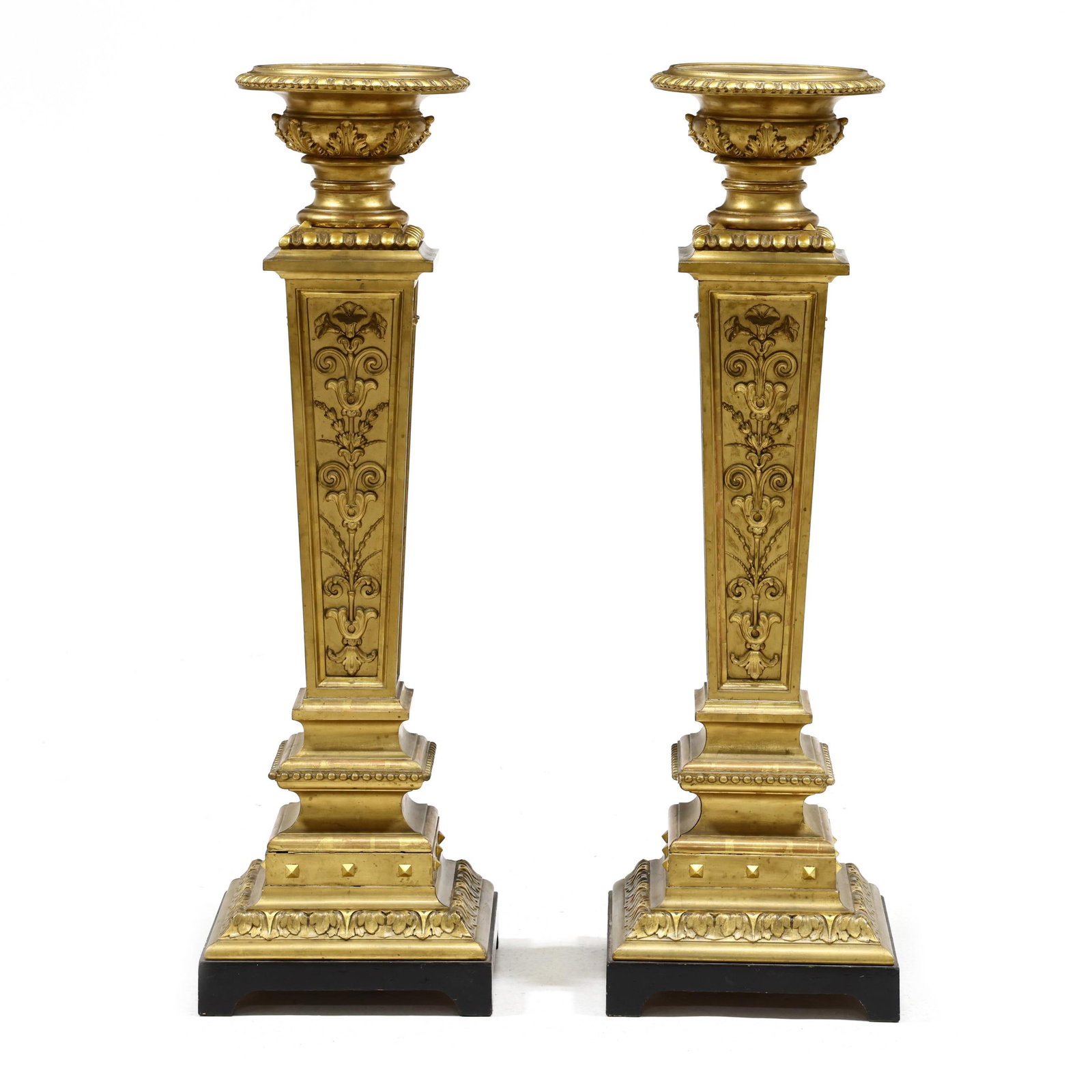 Pair of Aesthetic Period Carved and Gilt Pedestals (1 of 3)