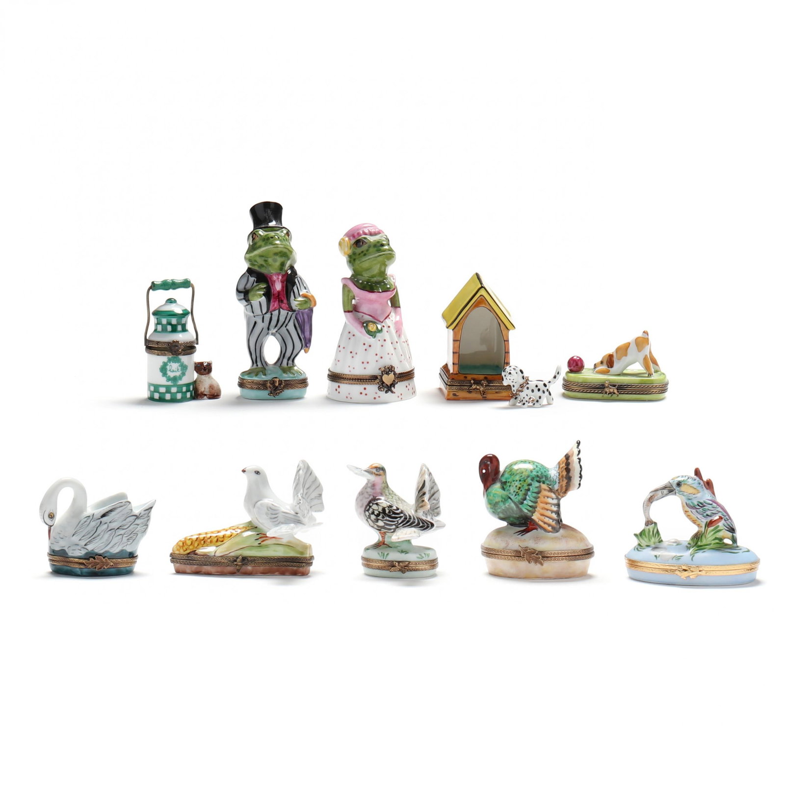 Ten Limoges Pill Boxes of Birds and Animals (1 of 9)