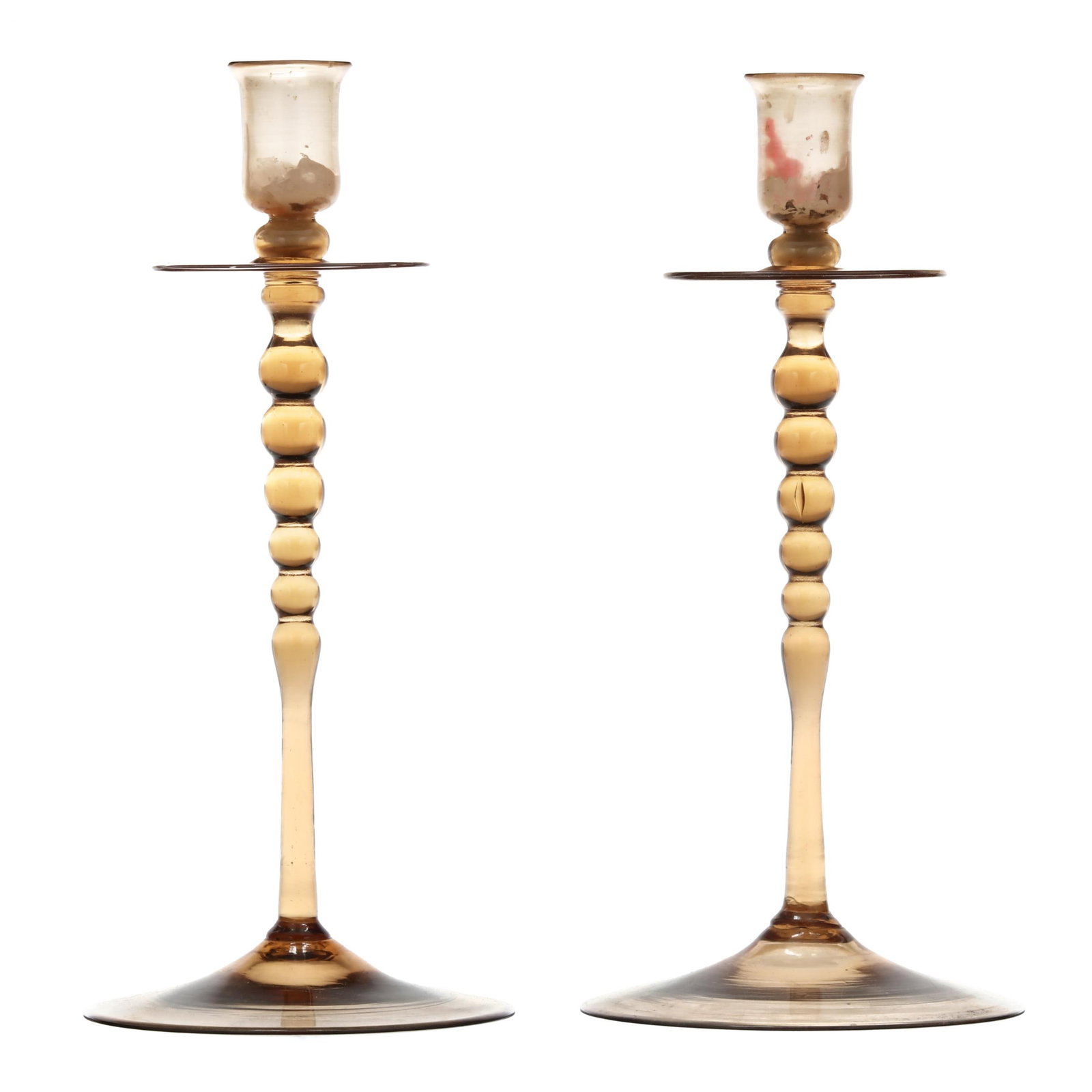 Vintage Pair of Blown Glass Candlesticks (1 of 3)