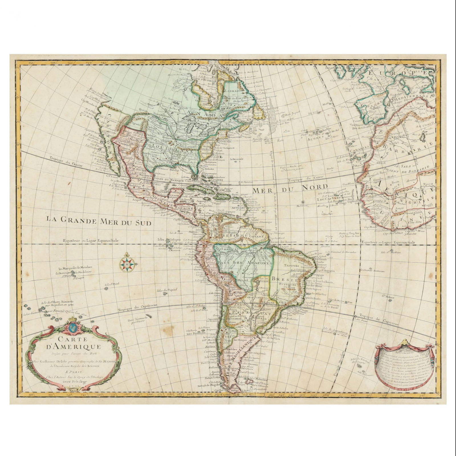 Guillaume De L'Isle's 18th-Century Map of the Americas (1 of 6)