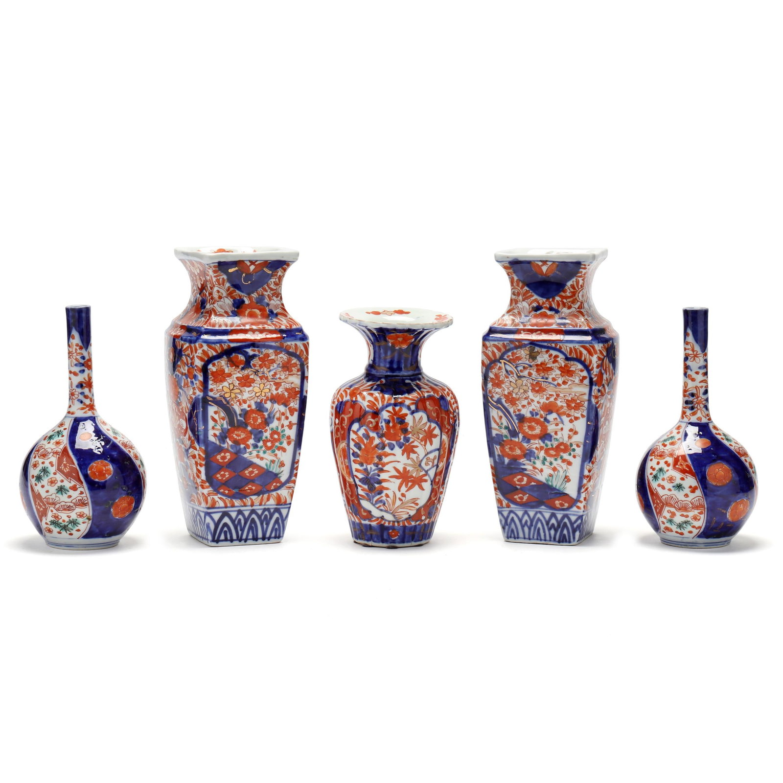 A Collection of Five Japanese Imari Porcelain Vases (1 of 13)