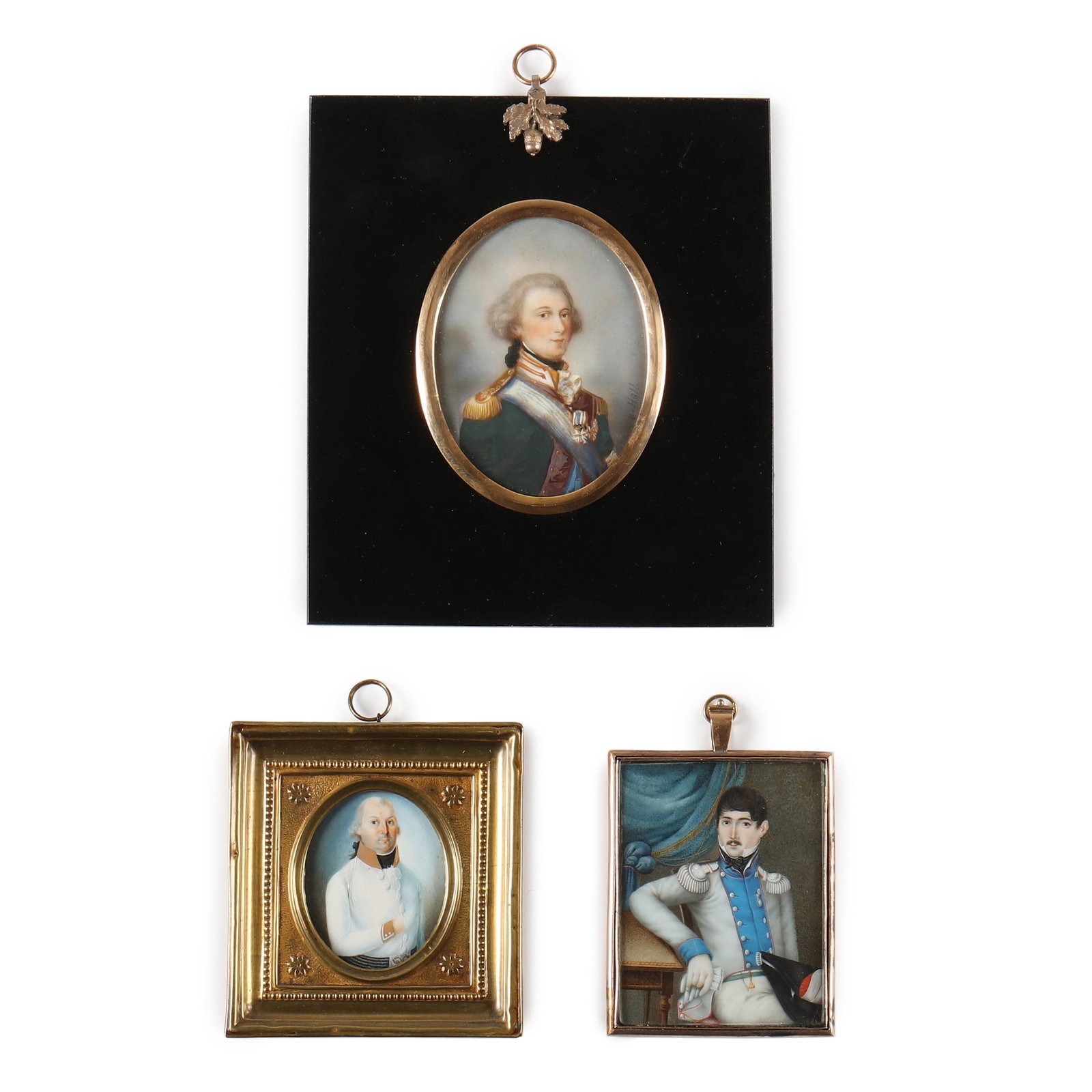 Three Portrait Miniatures of Continental Officers (1 of 6)