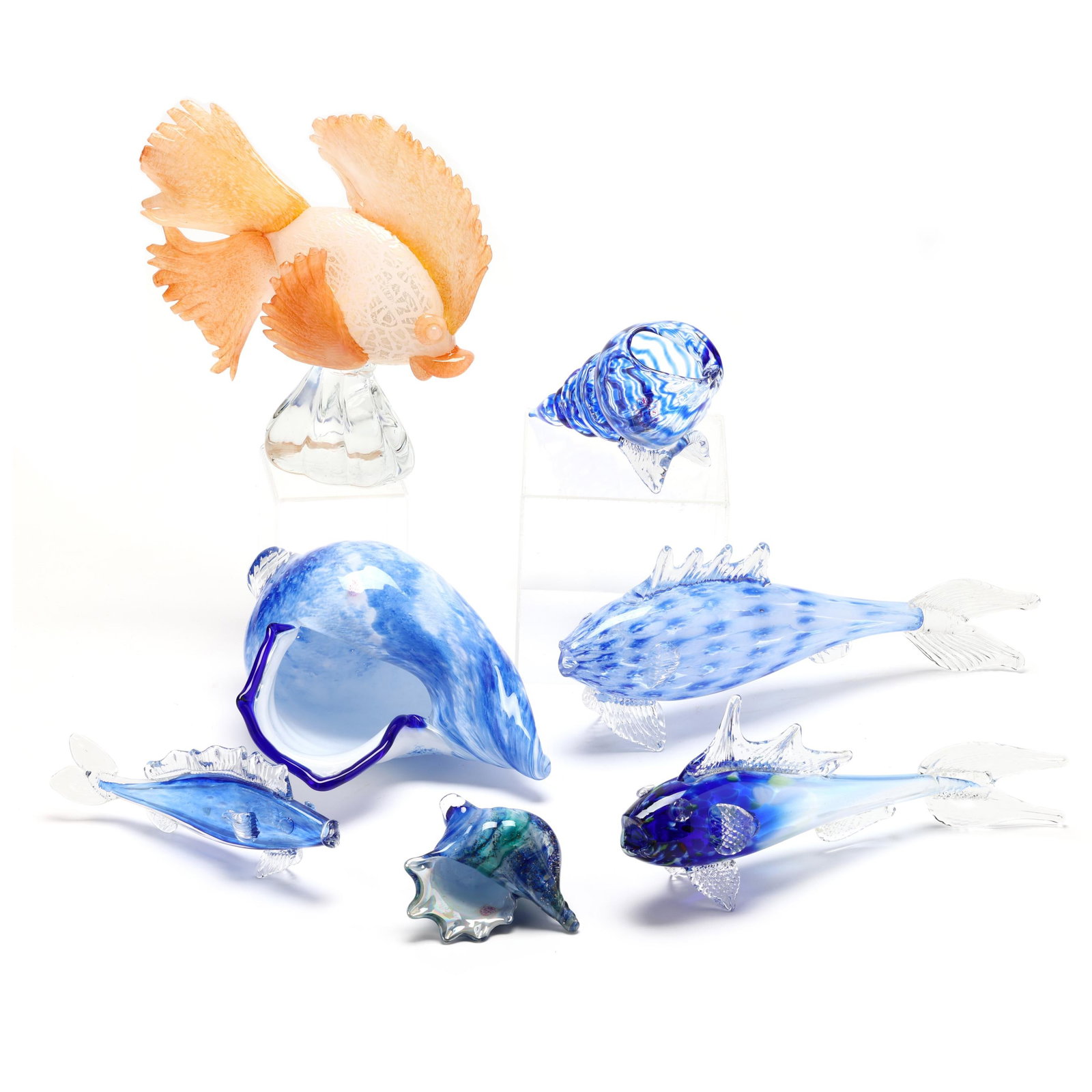 Seven Assorted Art Glass Sea Life Sculptures (1 of 10)