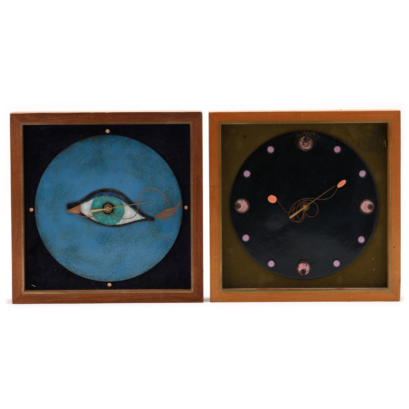 Gillmor Striebel, Pair of Enameled  Time Mobile  Modernist Wall Clocks (1 of 6)