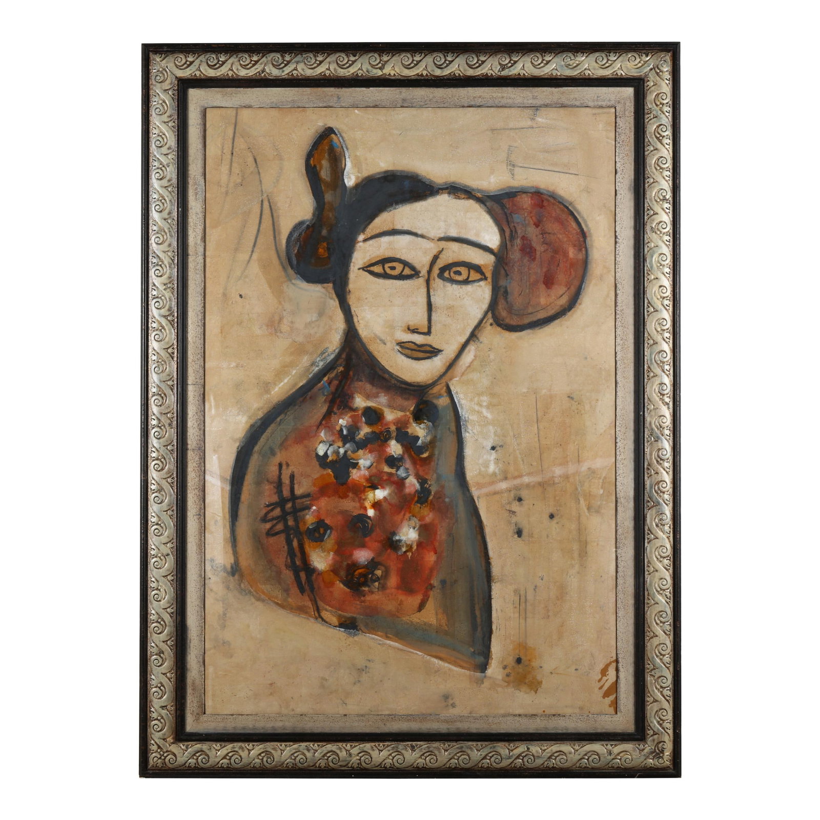 Jamali (American, b. 1944), Chioni: Jamali (American, b. 1944), Chionipigment on cork, signed, presented in a custom painted frame. Frame dimensions 69 x 50 3/4 in. Jamali, the mononym for Aqdas Hussain Khan, is a contemporary avant-gar