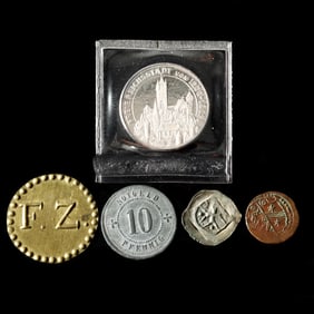 Two (2) Numismatic Items from Kaufbeuren and Three Unidentified Coins