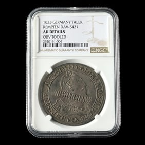 German States, Kempten. Ferdinand II, 1623 Taler, NGC AU DETAILS