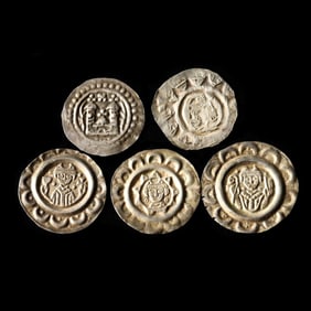 Five Medieval 12th c. Light Denier & Obol Bracteates
