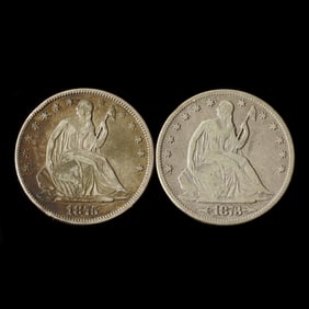 Two (2) 1870s Philadelpha Half Dollars