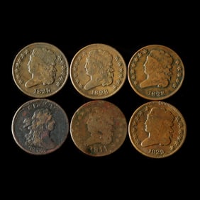 Six (6) Early 19th Century Half Cents