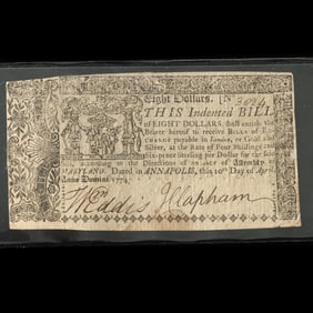 Colonial Maryland Eight Dollar Note by Anne Catharine Hoof Green