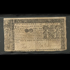 Colonial Maryland Two Dollar Note by Anne Catharine Hoof Green