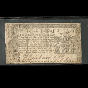 Colonial Maryland Two Thirds of a Dollar Note by Anne Catharine Hoof Green