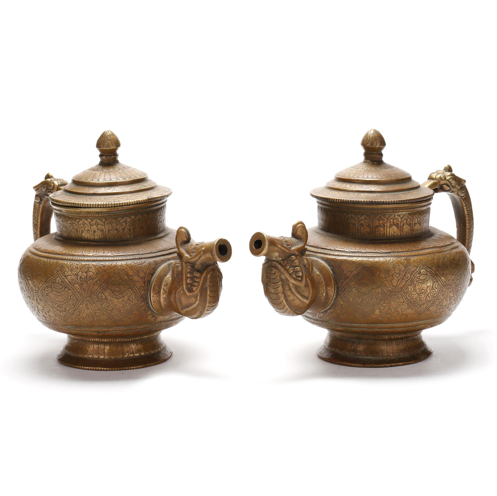 Pair of Tibetan Bronze Teapots (1 of 9)