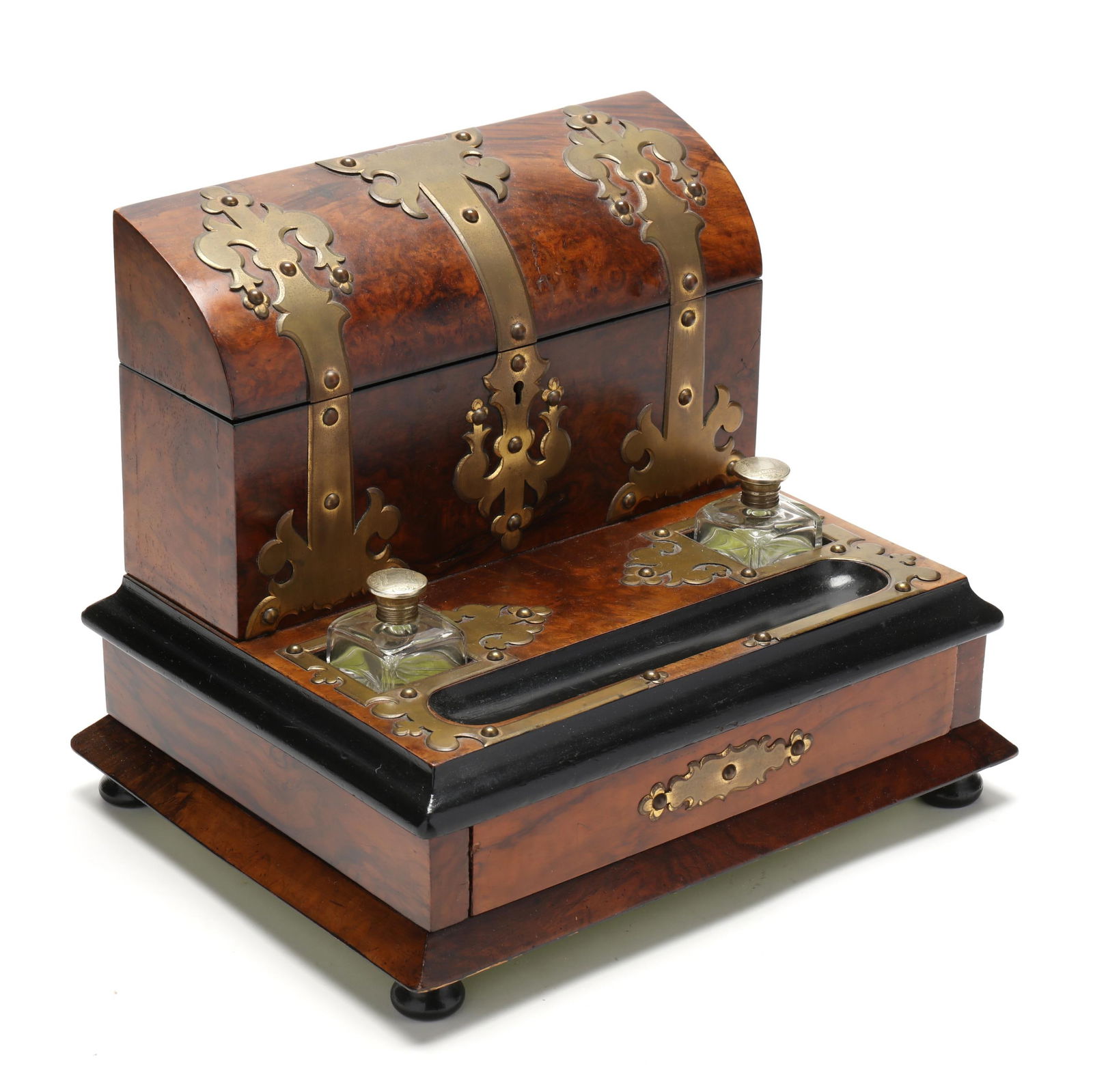 English Burlwood and Brass Bound Desk Compendium (1 of 6)