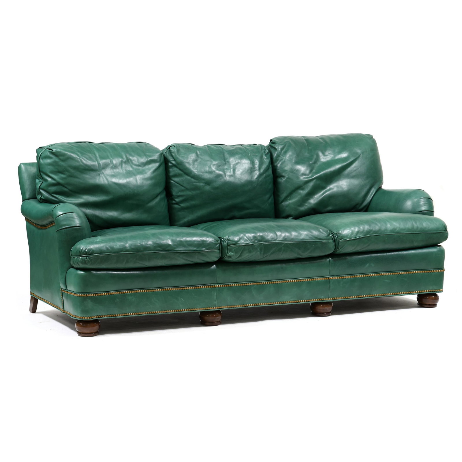 Hancock & Moore, Green Leather Sofa (1 of 6)