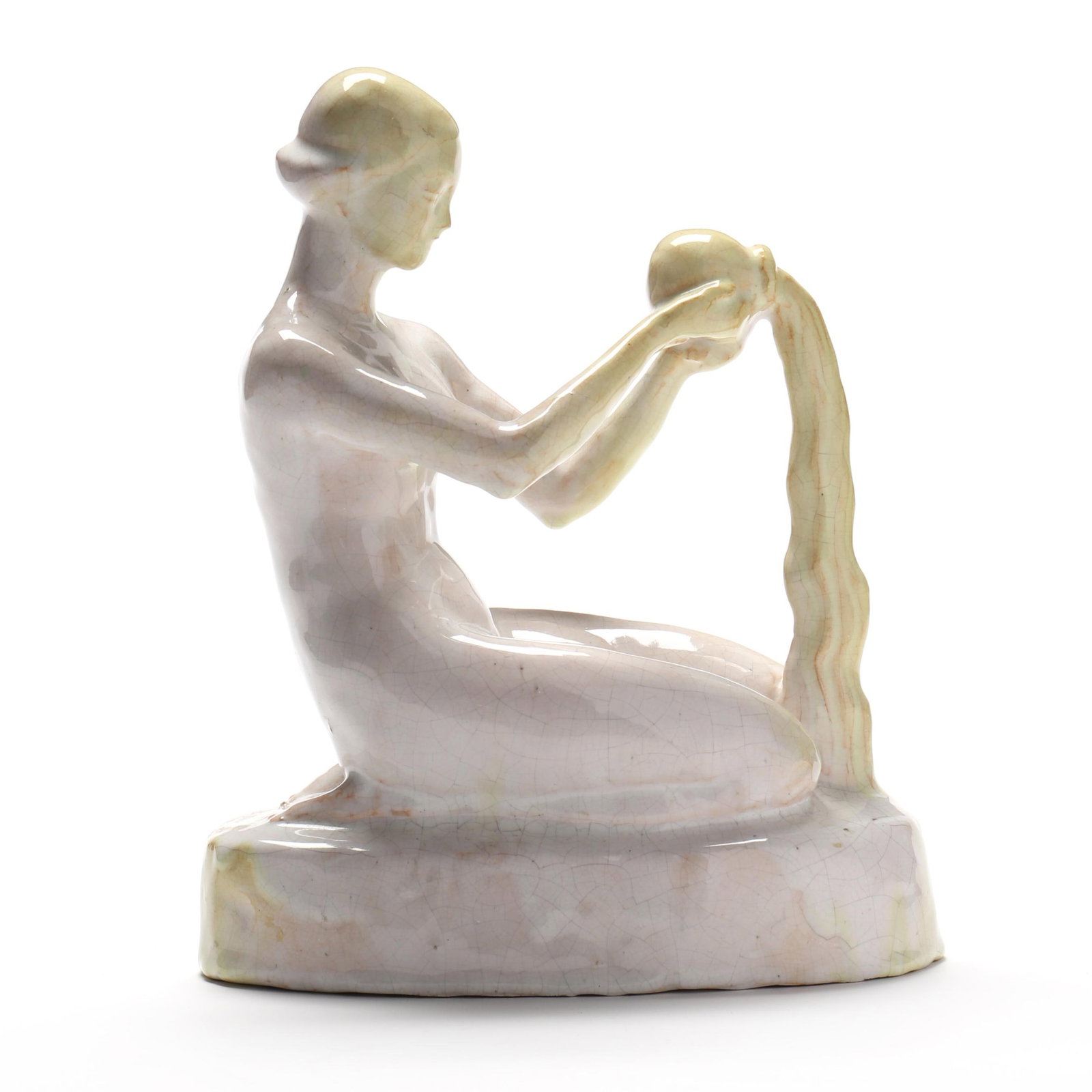 Alexis Lapteff (American, 1905-1991), Pewabic Pottery Sculpture of a Woman with Vessel (1 of 7)
