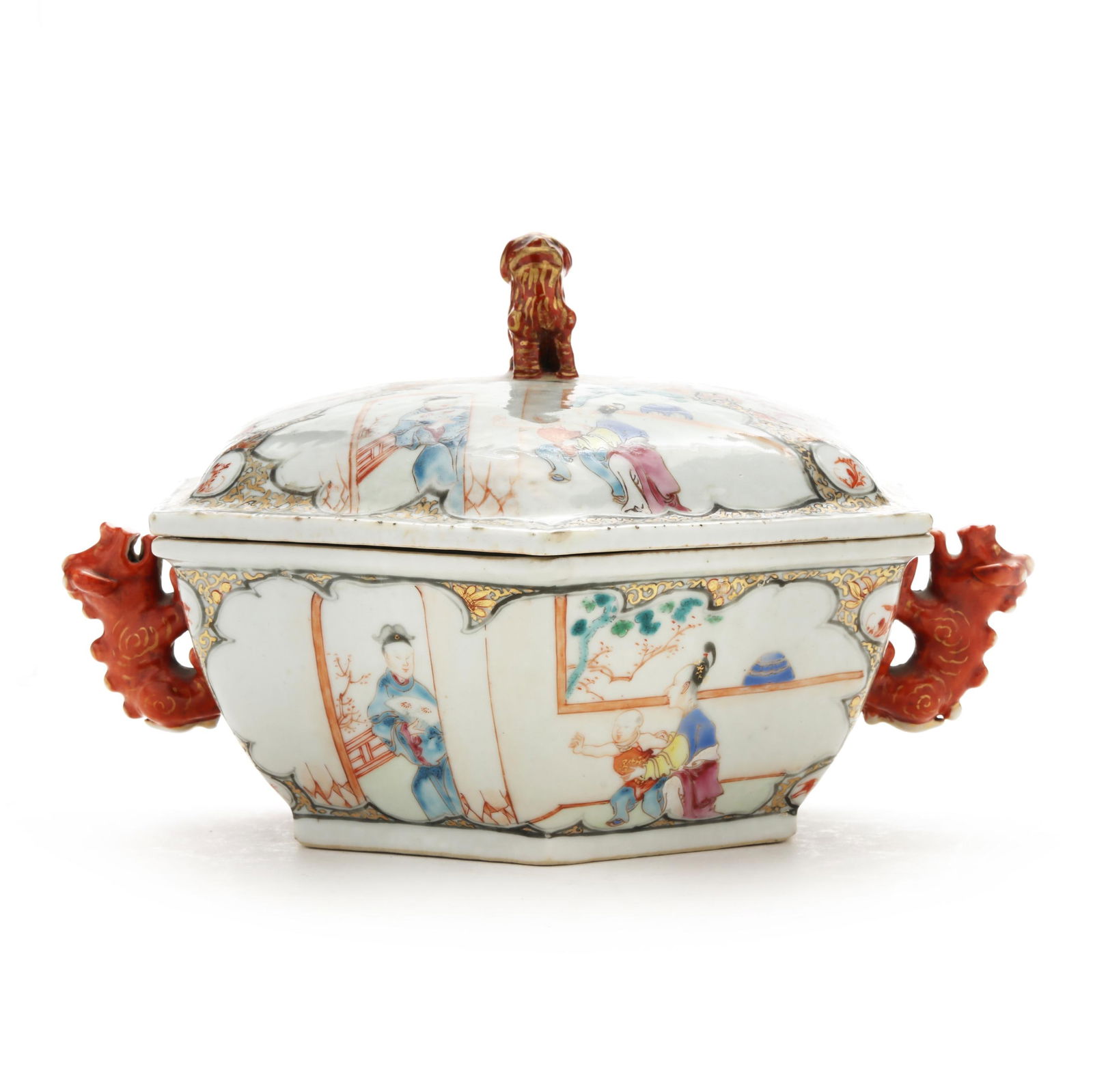 A Chinese Export Porcelain Hexagonal Bowl with Cover (1 of 9)