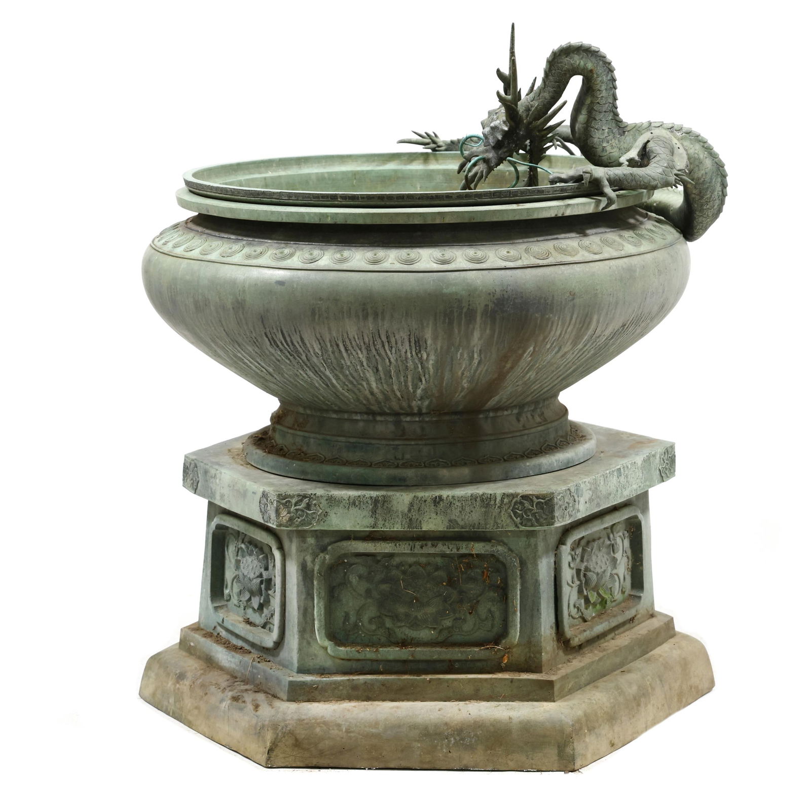 A Monumental Patinated Bronze Outdoor Dragon Fountain (1 of 10)